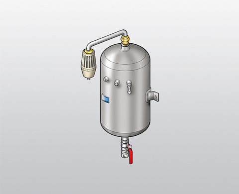Condensate vessel with silencer for wall mounting