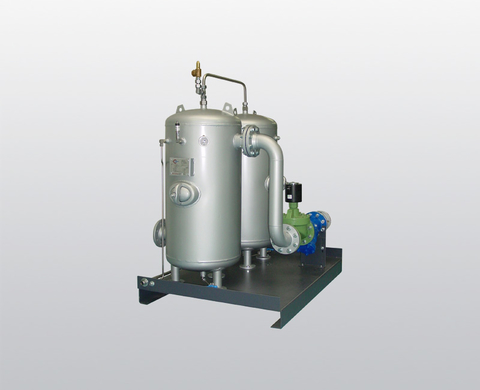 Recipiente de recogida de condensado (gases nobles) con depósito de aspiración con bastidor de base