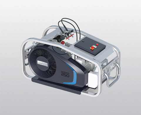 Compresor de aire respirable MARINER 250-E de BAUER con motor eléctrico y control