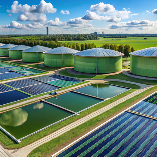 Aerial View of a Sustainable Energy Facility Featuring Solar Pan