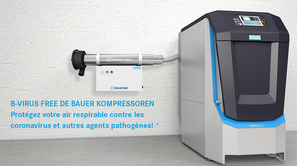 B-VIRUS FREE DE BAUER KOMPRESSOREN - Protégez votre air respirable contre les coronavirus et autres agents pathogènes! *