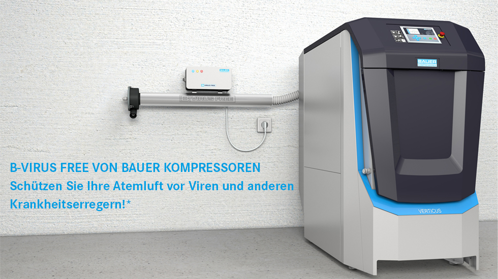 B-VIRUS FREE VON BAUER KOMPRESSOREN - Schützen Sie Ihre Atemluft vor Viren und anderen Krankheitserregern! *