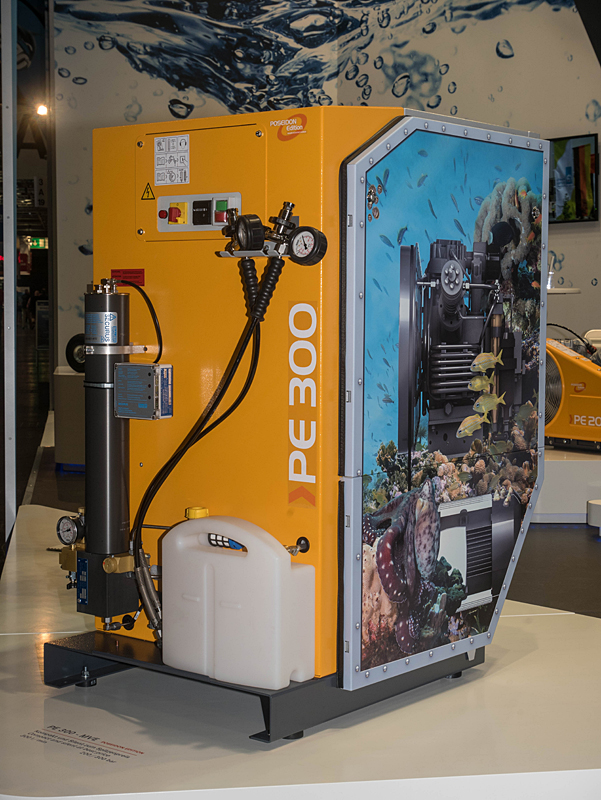 The new PE-MVE breathing air compressor in striking aquarium design