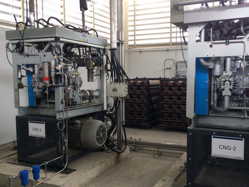 Supplying gas to an engine test rig with two BAUER CTA 23.2 compressors